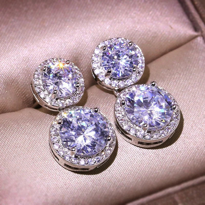 CAOSHI Crystal Zircon Stone Silver Plated Earring Girls Fashion Jewelry Cubic Zirconia Wedding Earrings for Women