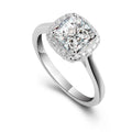 925 Silver Princess Square Zircon Women's Wedding Ring Prong Setting Trendy Classic Religious Pearl Number Pattern