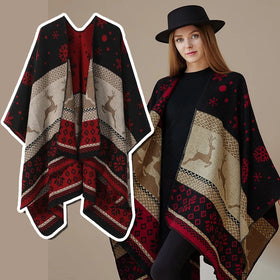 Wholesale Womens Blanket Shawls Wraps Winter Printed Open Front Poncho Cape Plaid Shawls for Women