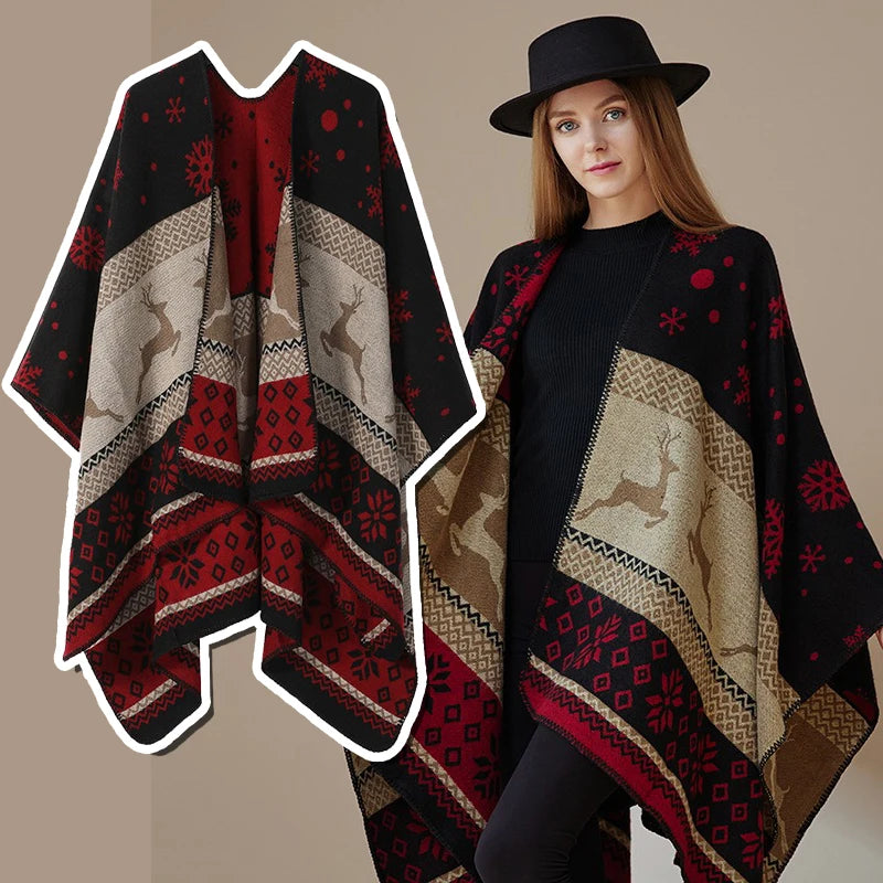 Wholesale Womens Blanket Shawls Wraps Winter Printed Open Front Poncho Cape Plaid Shawls for Women