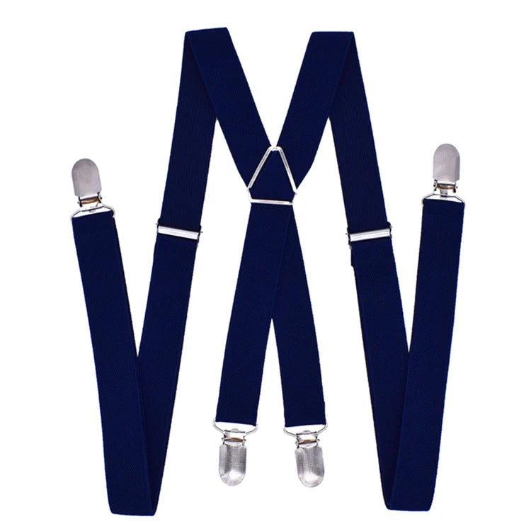 Stock Adjustable Elastic Button Suspender Men's Clip Y Shaped Back Braces Kerchief Bow Tie Business Suit Custom Suspenders