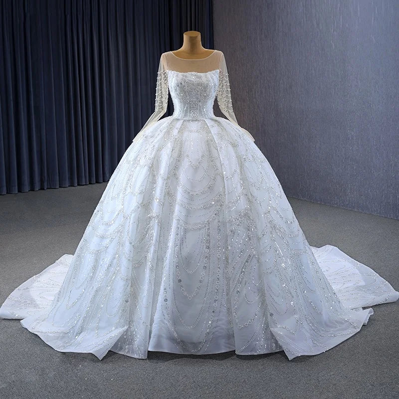 Jancember 231115 Luxury Ball Gown Illusion Bridal Wedding Dresses for Women