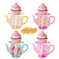 DAMAI Multi Color Tea Party Tableware Cupcake Rack and Teapot Shape Cake Stand for Themed Tea Party Floral Decorations