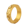 Luxury Zircon Embossed Star Moon Ring Shining Zircon Stainless Steel Jewelry Ring