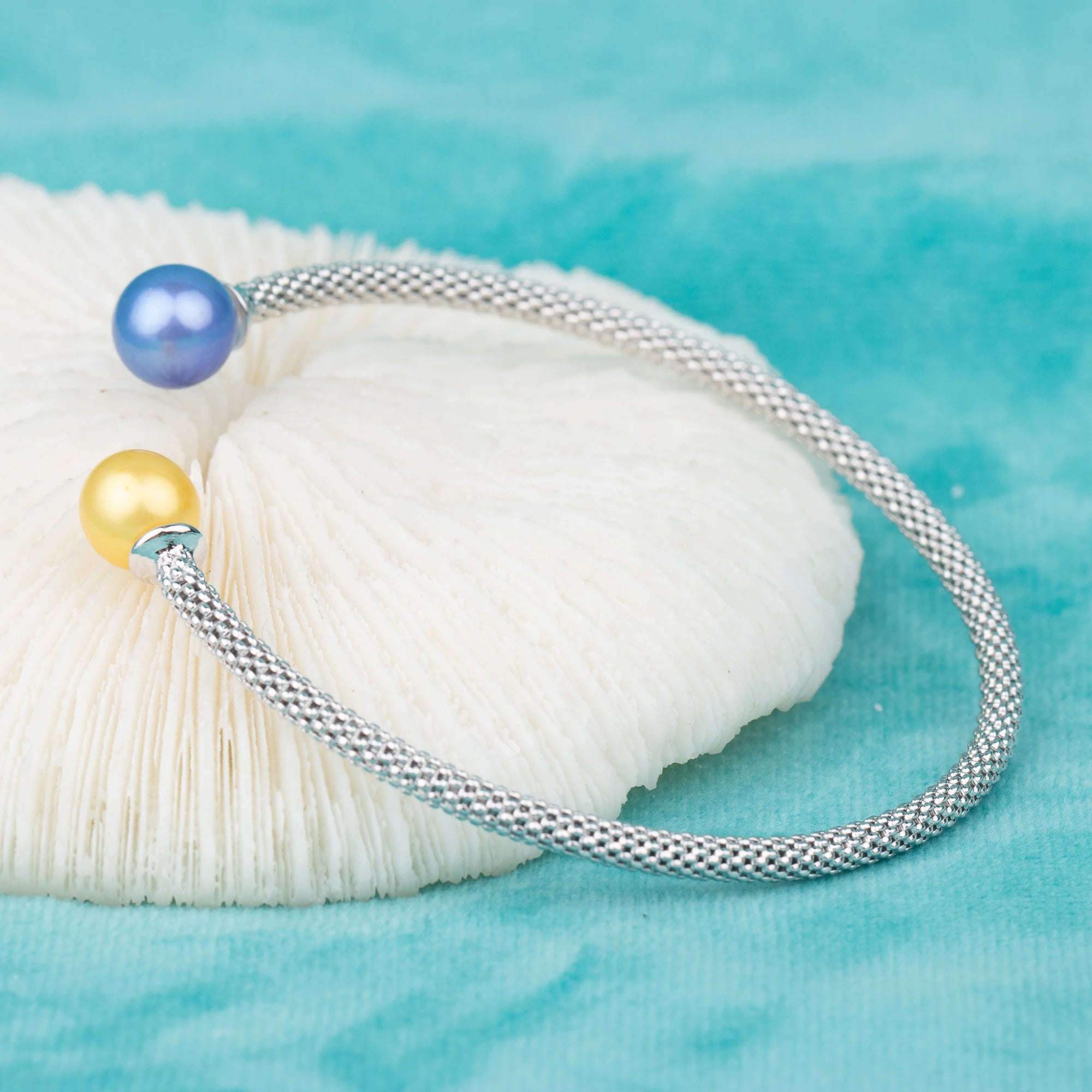 B030148 DIY 7-8mm Natural Freshwater Pearl Bracelet Accessory 925 Sterling Silver Adjustable Bangle for Women