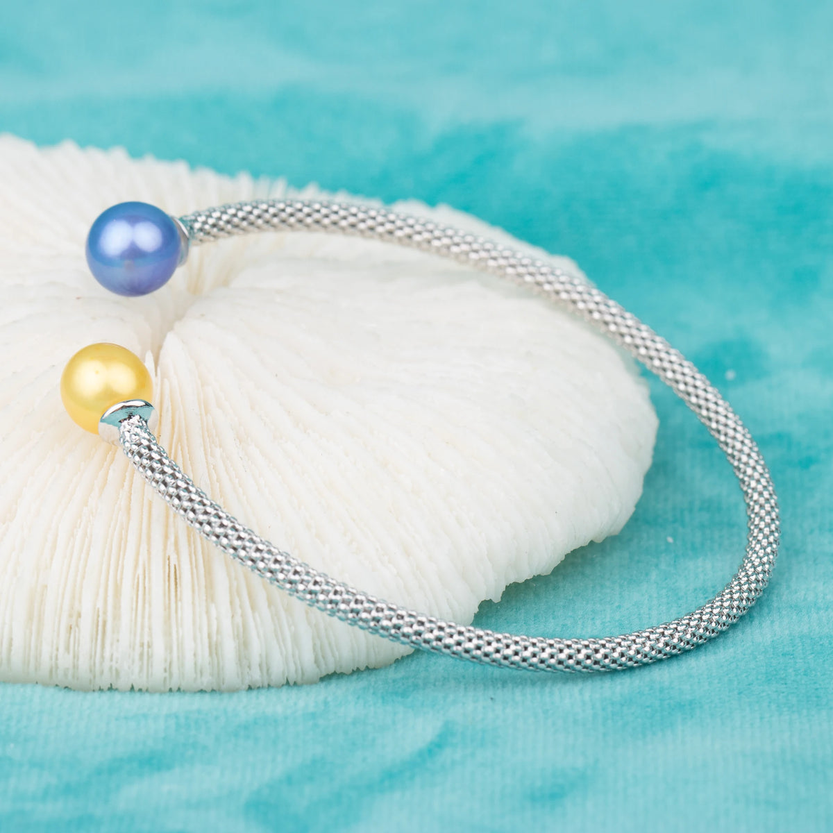 B030148 DIY 7-8mm Natural Freshwater Pearl Bracelet Accessory 925 Sterling Silver Adjustable Bangle for Women MegaBDM