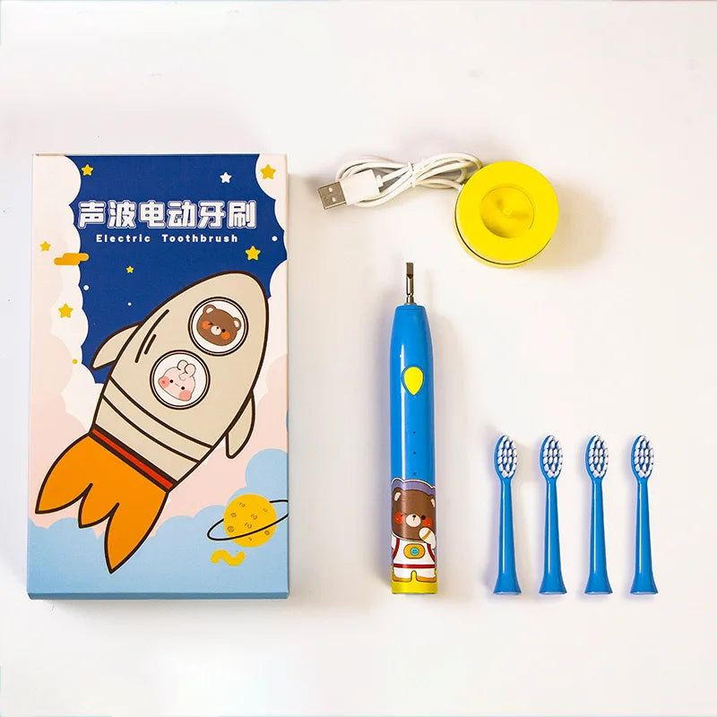Kid Wireless Sonic Electric Smart Toothbrush 2-Minute Timer 3 Modes 4 Brush Heads Age 8-12 120 Days Battery Life 38000 Vibration MegaBDM