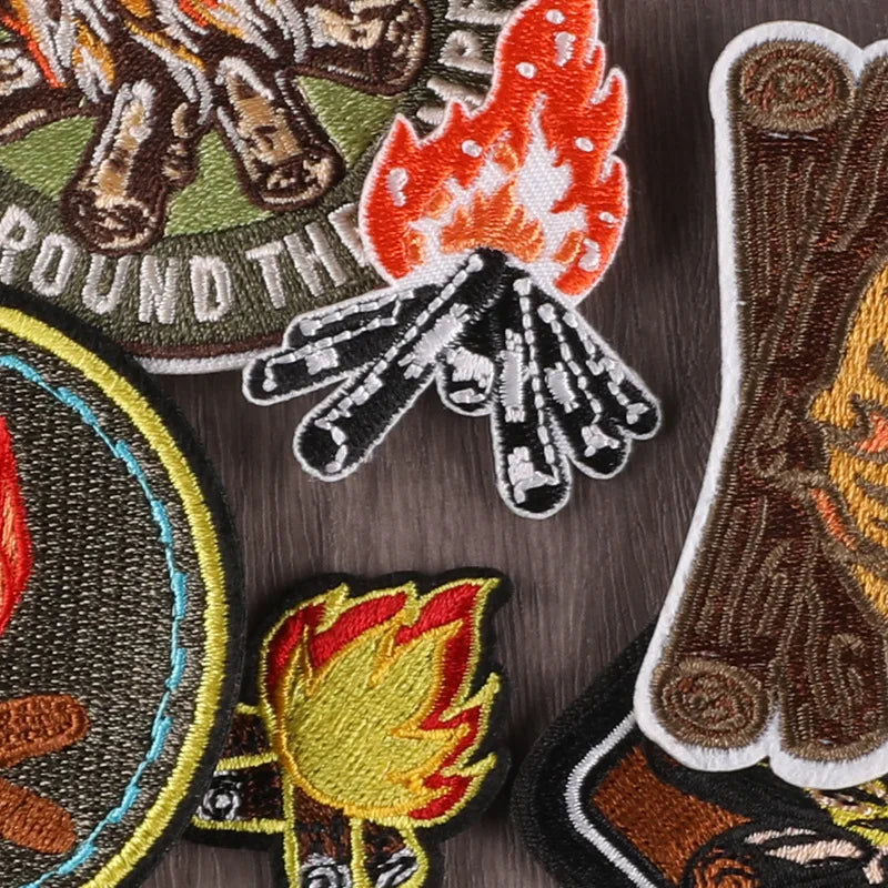 New Arrival Different Design Iron on Embroidered Campfire Patches for Clothes