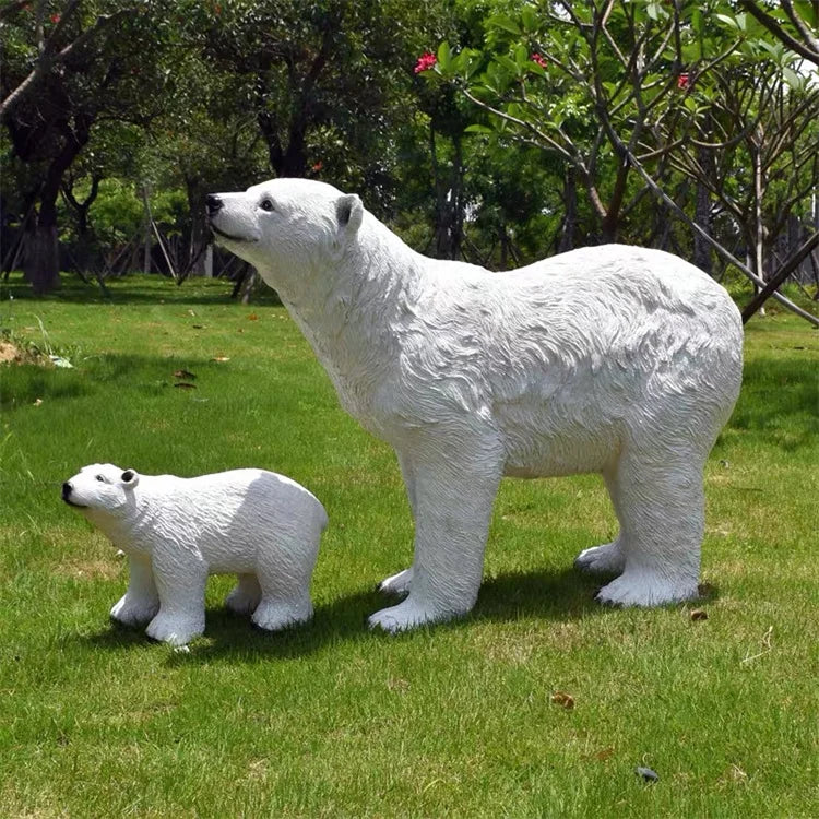 Large Outdoor Christmas Decorations New Design White Polar Bear Sculpture Resin Animal Pattern on Sale