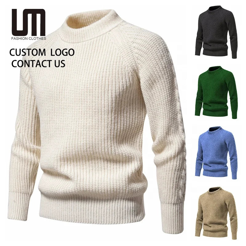Clearance Sales Vintage Men Knitted Sweater - Autumn Winter Warm Thick Loose Pullover Round Neck Casual Top (OEM/ODM)