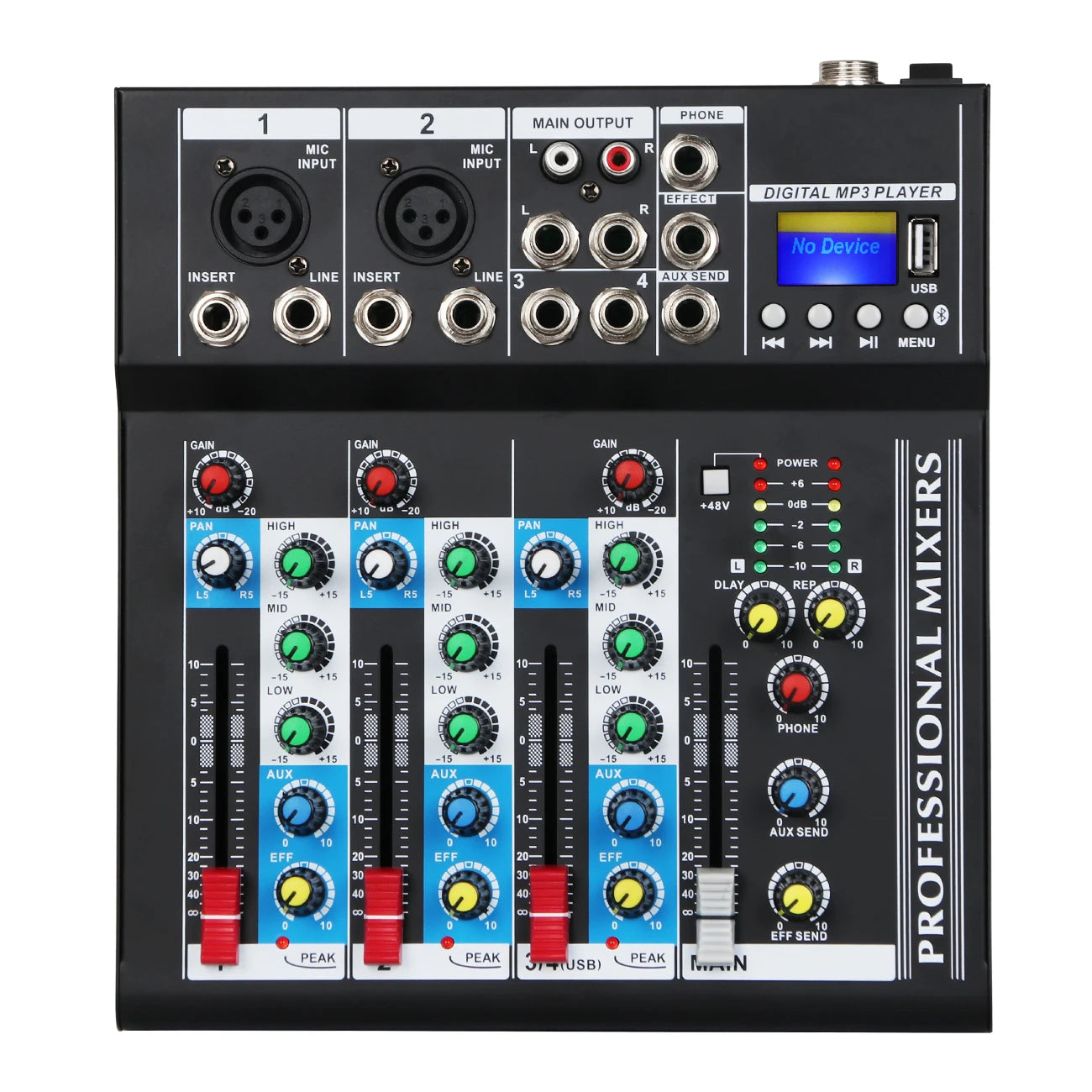 Biner HT4 Professional 4 Channel Audio Mixer Portable  DJ Music Sound Mini USB Audio Console