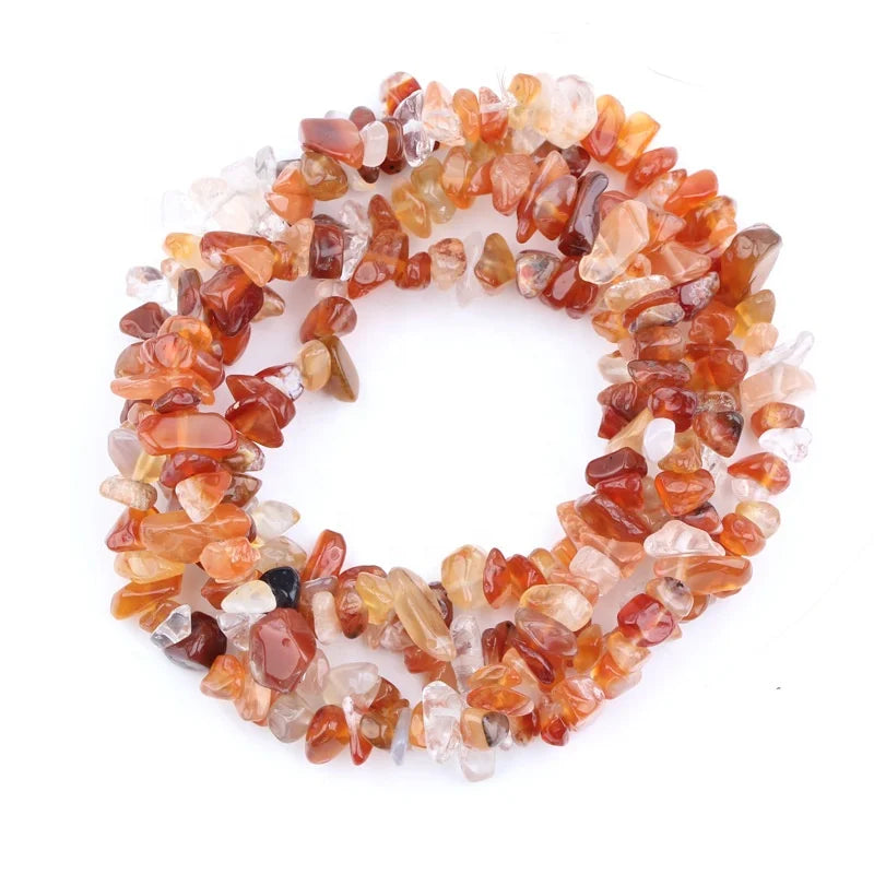 Wholesale Carnelian Gravel Tumbled Gemstone Chips Drilled Crystal Freeform Irregular Shaped Carnelian Loose Beads 33"