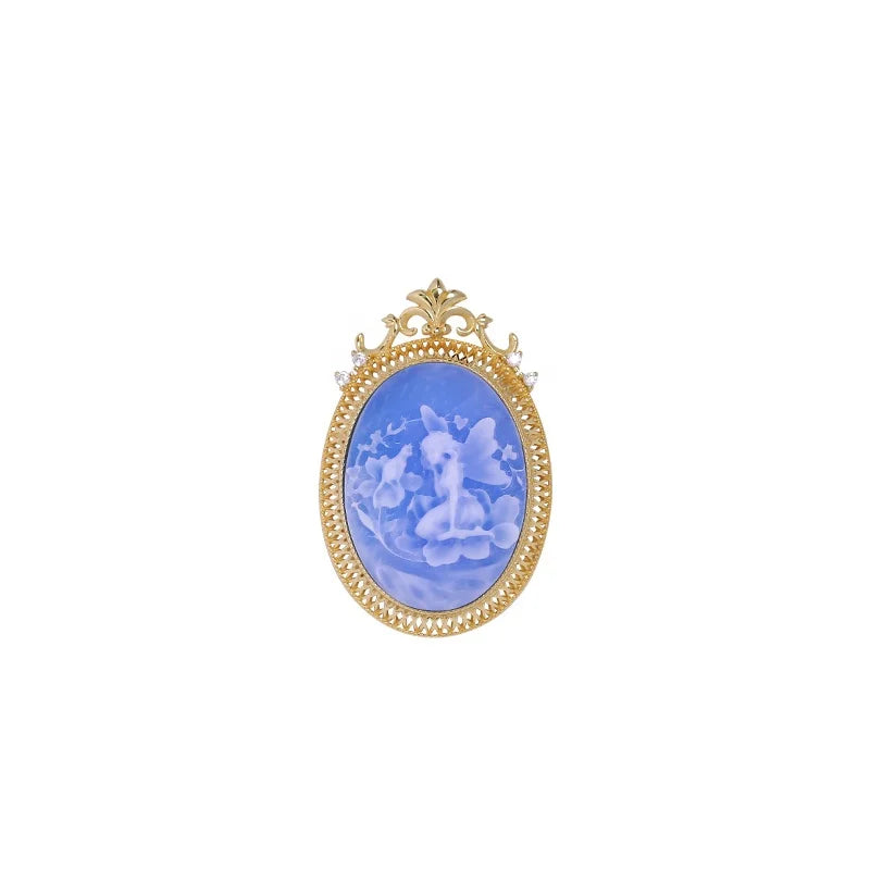 Heizun Factory Silver Jewelry Factory OEM Design Carved Cammeo Pendant Necklace for Royal Wedding Party