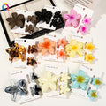 QIYUE Women's Three-Piece Hair Clip Set Gradient Solid Color Redbud Flower Hair Accessories Frangipani Design Made Plastic