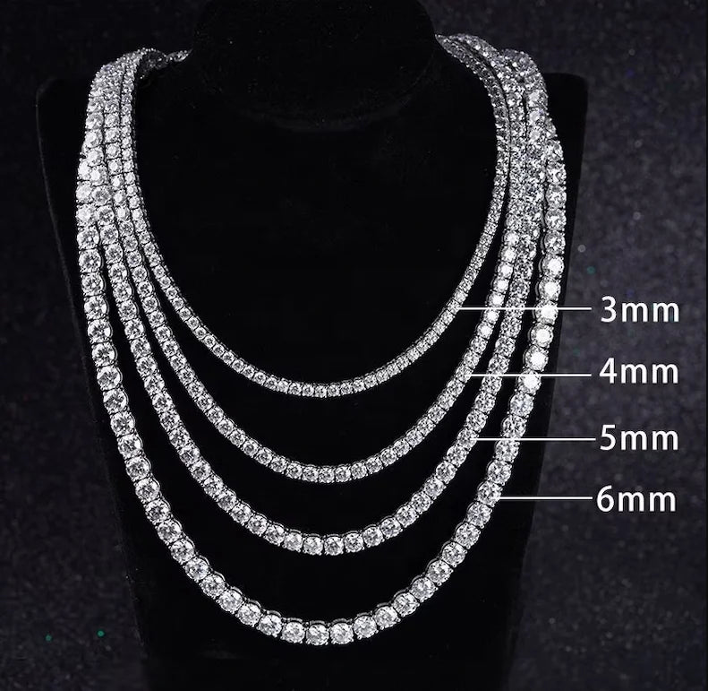 Pass Diamond Tester Iced Out Tennis Chain Necklace VVS Moissanite Diamond 925 Silver Ready to Ship Hip Hop Jewelry 3mm-6mm GRA MegaBDM