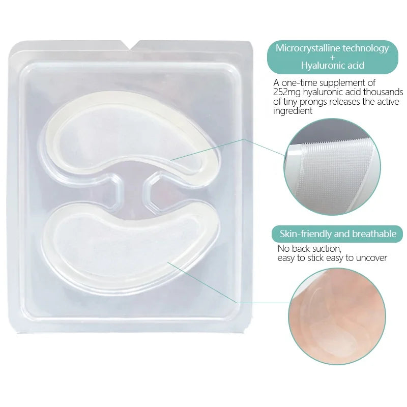Private Label Dissolving Microneedle Eye Patch 90% Absorption Hyaluronic Acid Micro-darts Large Size Wrinkle Filler Wholesale