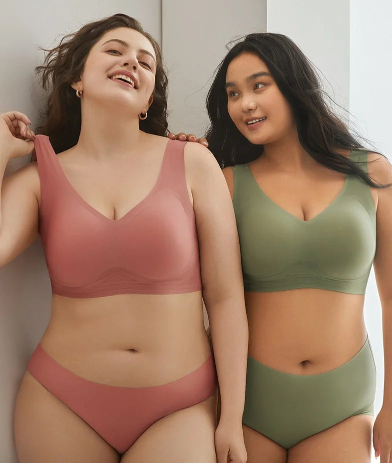 KL080 New M-5XL 9 Colors Fashion Wide Shoulder Strap Comfortable and Soft Seamless Plus Size Bra Big Cup for Women