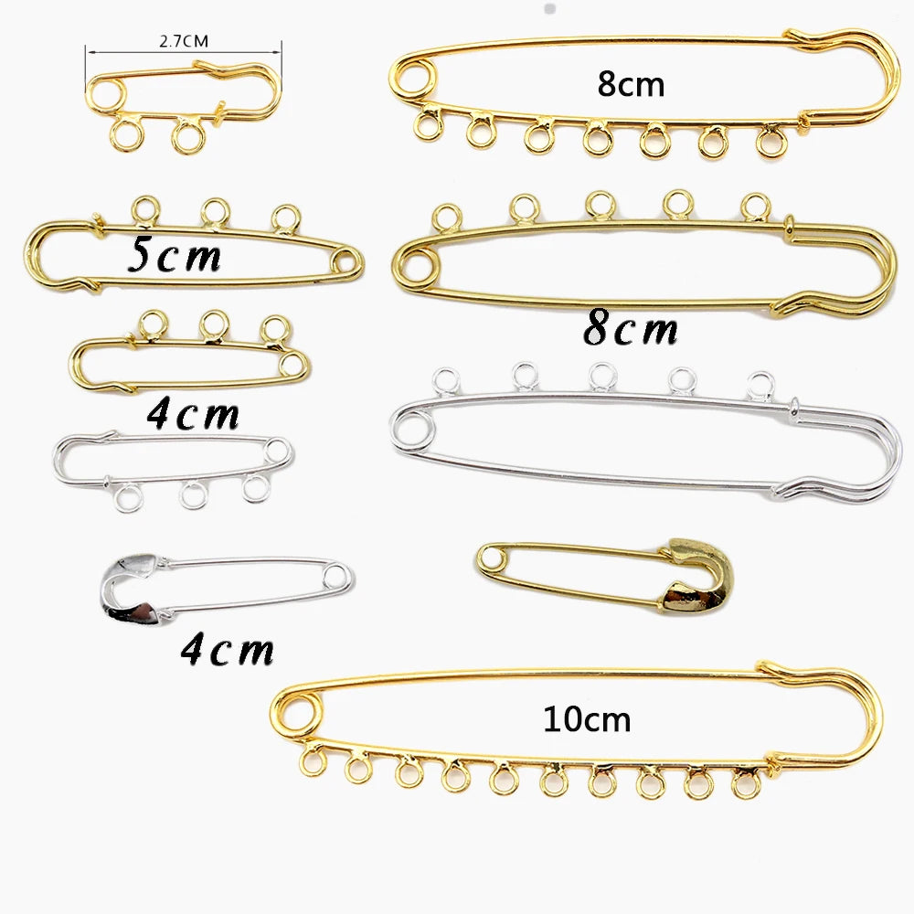8 cm 5 cm 4 cm Kilt Pin 5/3 Loops Plain Gold/Silver Kids Safety Brooch Islam Allah Mashallah Jewelry Wedding Party Alloy Brooch