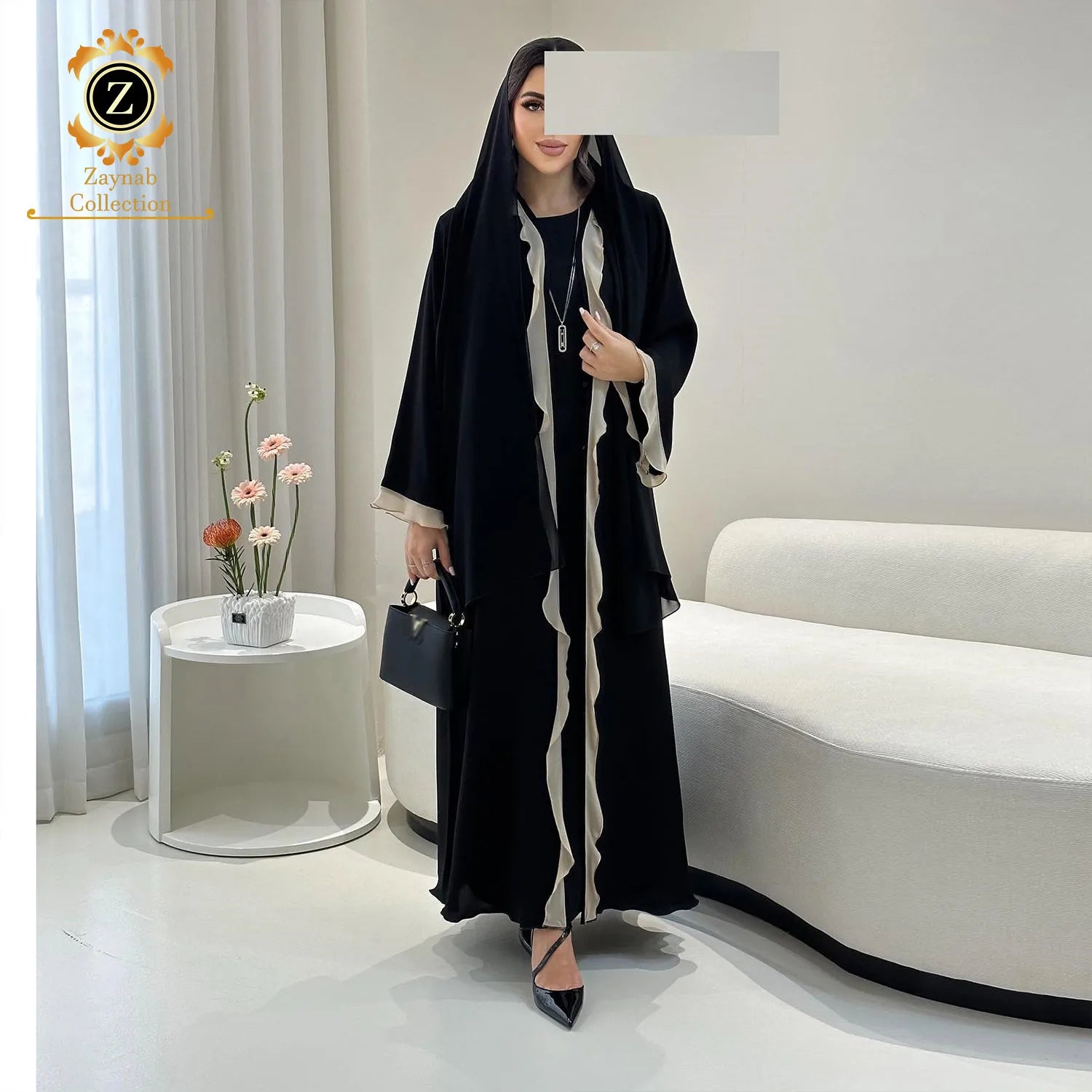 Zaynab Women Muslim Dress Wholesale Dubai Ramadan Luxury Abaya Chiffon Eid Embroidery Beaded Elegant Abaya