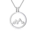 Trendy Jewelry 925 Sterling Silver Rhodium Plated Ring Holder Mountain Round Pendant Necklace