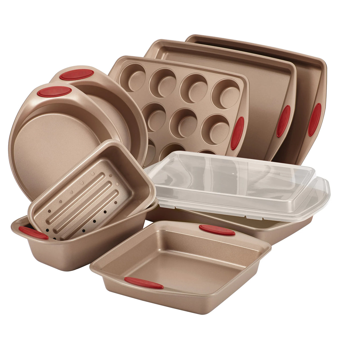 Ten Pieces Carbon Handle Baking Set Bakeware Daily Durable Long Lasting Eco-Friendly Nonstick Colorful Bread Pan