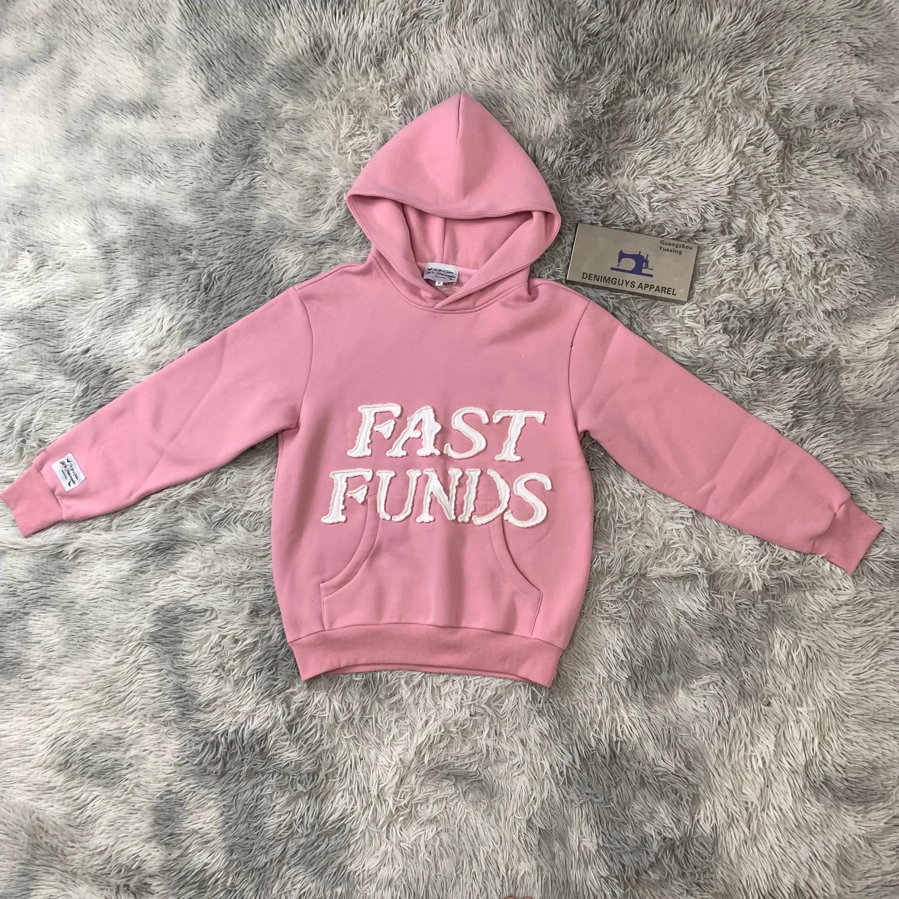 DENIMGUYS Custom Unisex Plus Size Men's Hoodie Heavyweight 100% Cotton Applique Embroidery Men Streetwear Oversized Hoodies