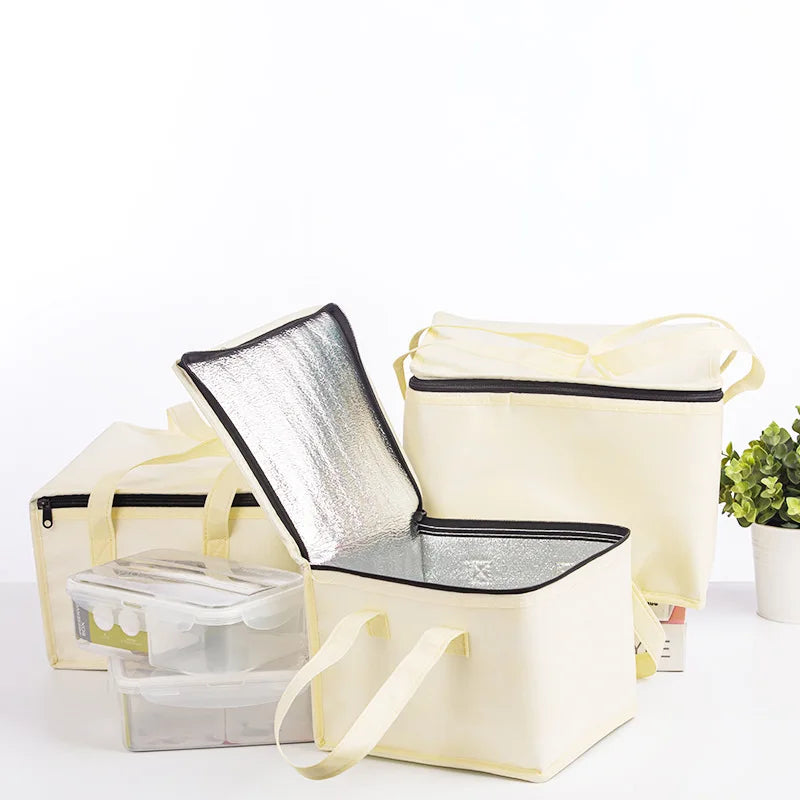 Non Woven Customized Reusable Large Square Picnic Insulated Birthday Cake Cooler Tote Delivery Bag