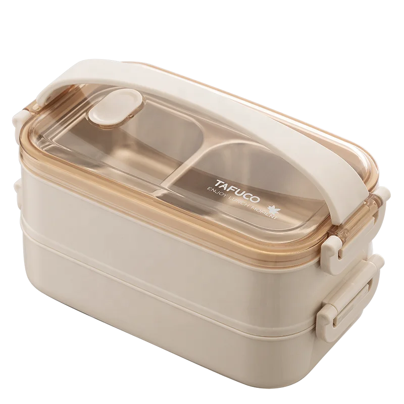 Tafuco 2layers 3 Compartment Stainless Steel Rectangle Food Container Lunch Box Set With Carry Bag