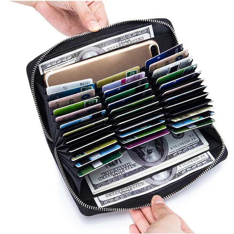 Women's Wallet 36 Card Holder Accordion Multi Cards Holder Wallets Genuine Leather Card Holder Functional Passport Phone Wallets