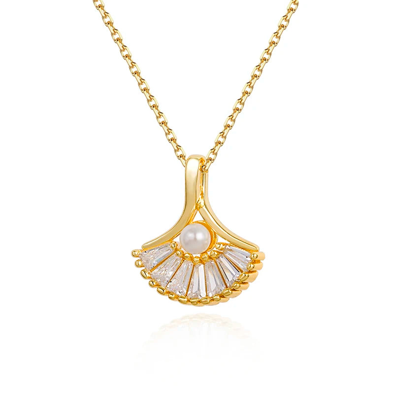 Custom Initial Shell Cultured Pearl Chain Necklace