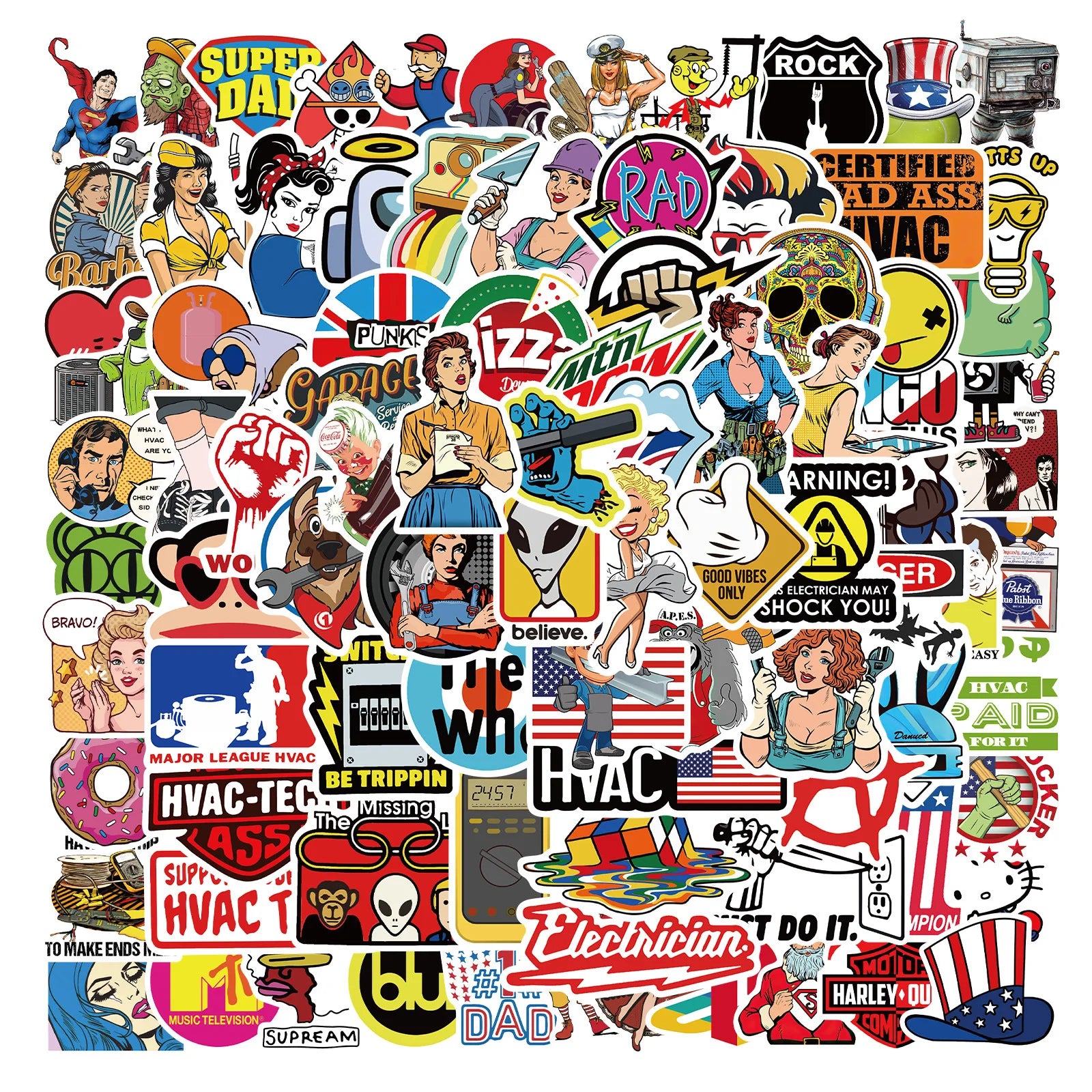 100Pcs Personality Classic Brand Logo Graffiti Sticker for Laptop Phone Bottle Fashion Waterproof Vinyl Decor Label