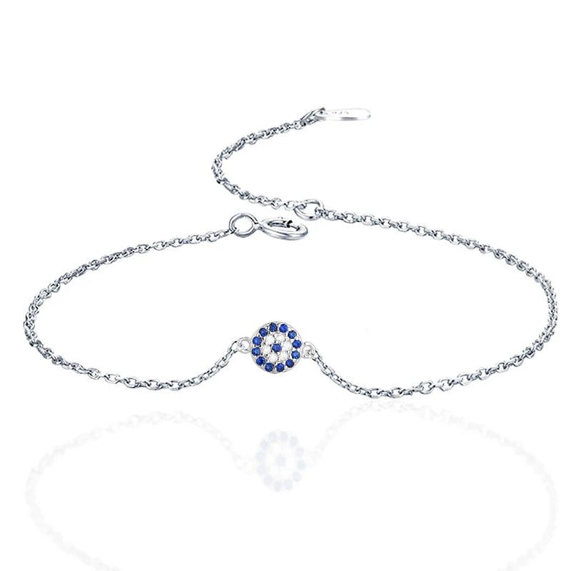 Dainty Round Eye Bracelets for Girls 18K Gold Plated 925 Sterling Silver Eye Chain Bracelet for Girls