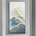 Pure Hand-Painted Peacock Blue Chinese Landscape Oil Painting Modern Jinshan New High-Level Feeling Porch Decorative Canvas