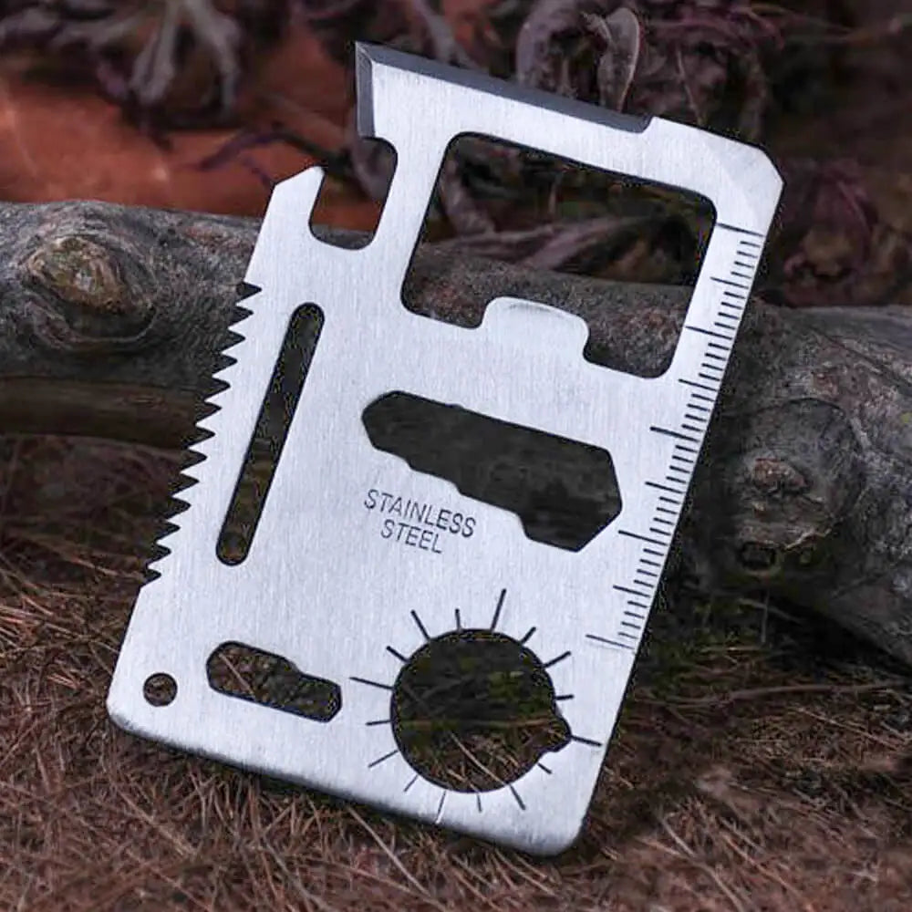 Portable 11-in-1 Outdoor Camping Survival Credit Tool Knife Card Multifunctional Stainless Steel Tool  Accessory Bag Packaging