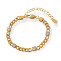 Fashionable Chunky Waterproof 18K Gold Plated Women's Cuban Link Chain Bracelets Trendy Stainless Steel Prong Set Zircon Jewelry