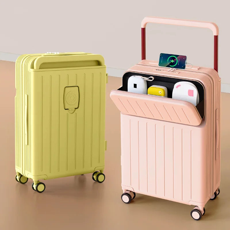 RTS Bulk Mixed Order Custom Logo Multi-functional Suitcase  Charging Boarding Luggage Bags Suitcase with Cup-holder