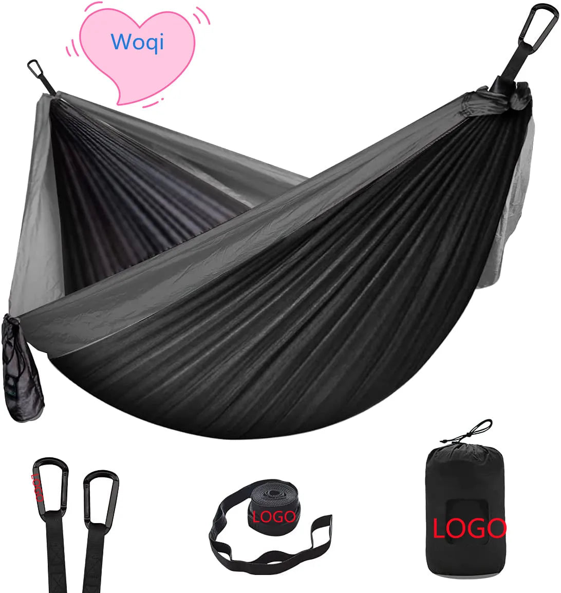 WOQI High-strength Nylon Double Hammock Outdoor Camping Goods Bed 210T Parachute Cloth Hammock