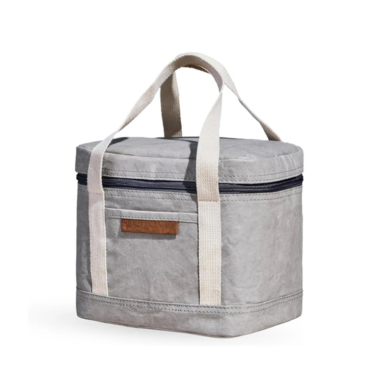 Reusable Luxury Eco-Friendly Tyvek Waterproof Insulated Lunch Bag with Zipper Closure for Picnic Promotional Use