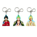 Anime Figure Luffy Law Sanji Pendant Motion Keyrings One Piece 3D Keychains