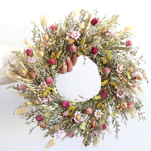 Dry Dried Flowers Wreath Garland Christmas Decorations for Front Door for Thanksgiving and Valentine's Day