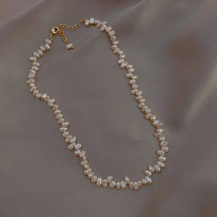 2022 Hot Selling White Natural Freshwater Pearl Necklace Adjustable Baroque Pearl Beads s Necklace Bracelet Set for Women