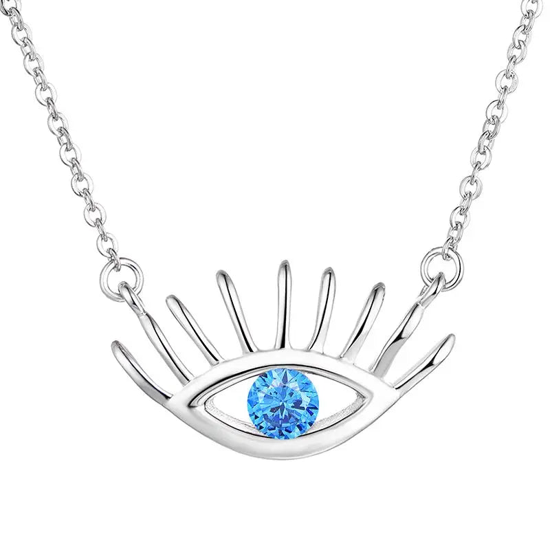 Big New Fashion 925 Sterling Silver Evil Eyes Pendant Necklace Women Fashion Accessories Silver Plated Fine Jewelry