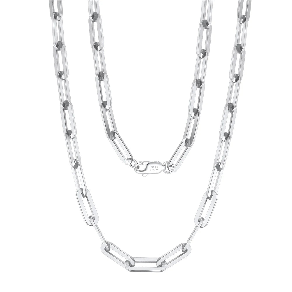 RINNTIN SC39 Factory Price S925 Sterling Silver Fashion Italian Jewelry Rhodium Plated Curb Paperclip Thin Chain Necklace
