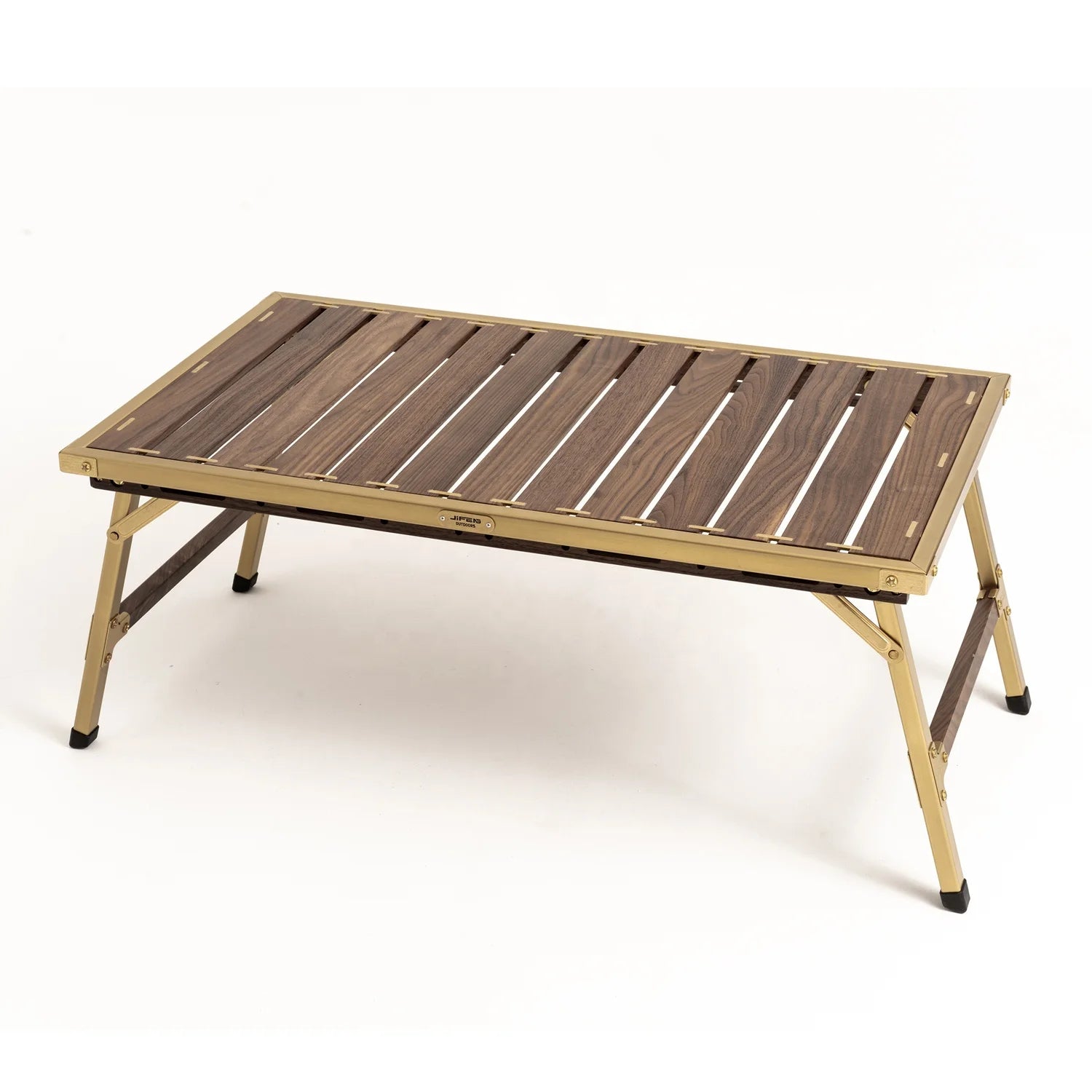 JIFENG OUTDOORS Luxury Camping Picnic Table Copper Frame Natural North American Black Walnut Wood Indoor Outdoor Folding Park