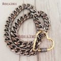 NM28260 Black Rhodium Link Chain Choker Black Gun Plated Heart Carabiner Lock Clasp CZ Pave Screw Hip Hop Party Gift Necklace