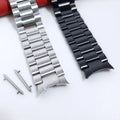 Stainless Steel Three Bead Strap for Samsung Galaxy Watch4 40 44mm/Classic 42 46mm Watch Band With Arc Mouth Safety Buck