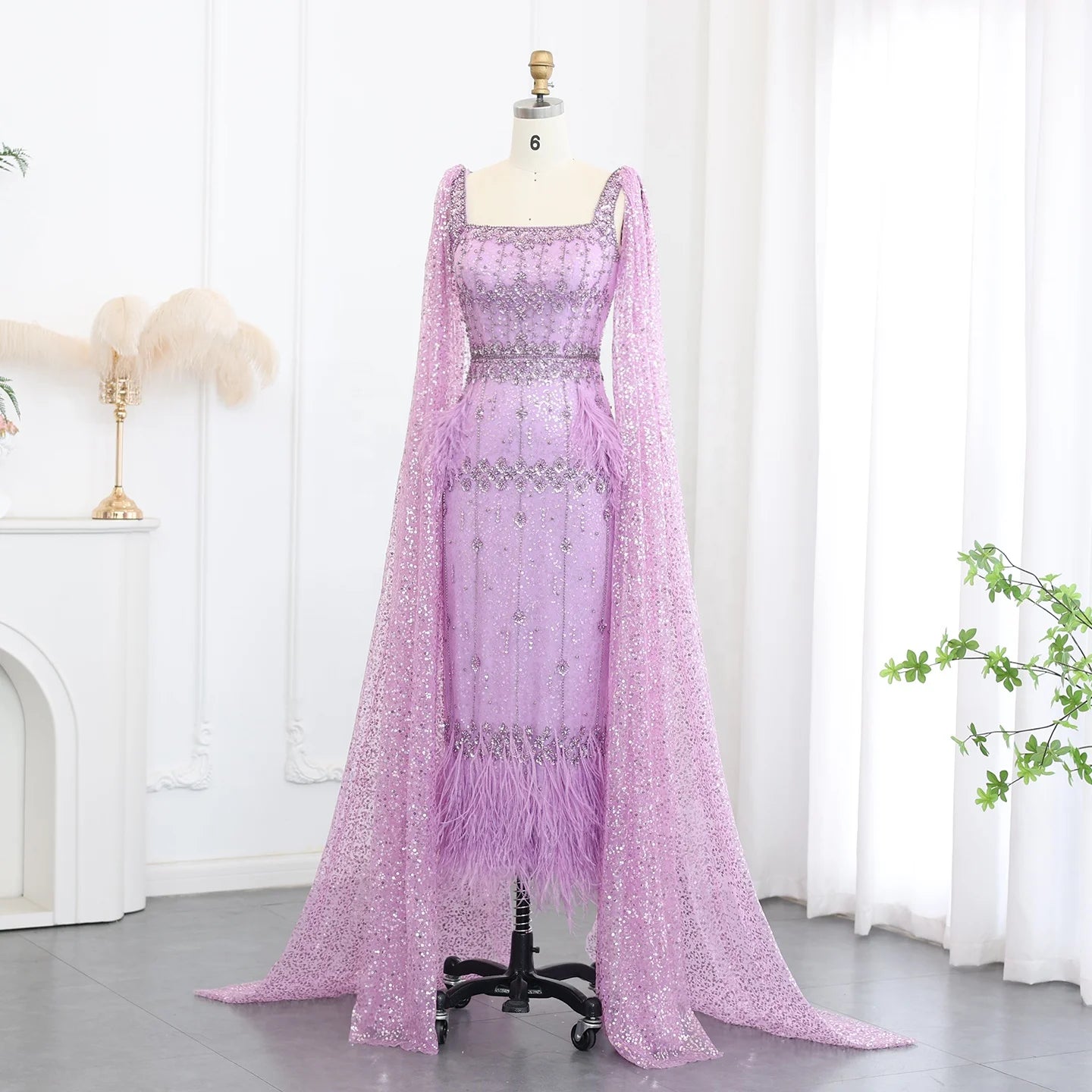 Jancember LSCZ64 Luxury Bling Feather Mermaid Evening Formal Party Dresses