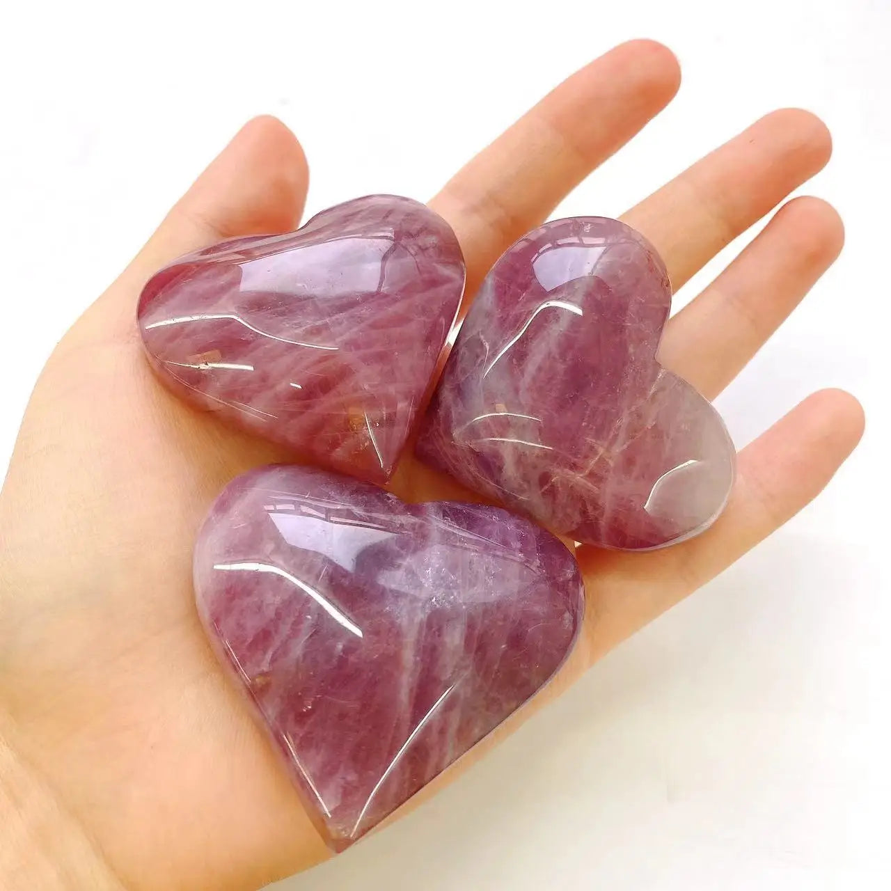 Natural Crystal Heart Healings Stone Hot Sale Folk Crafts Purple Rose Quartz Crystal Heart for Decoration
