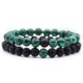 Fashion Elastic Rope Jewelry Set Bracelet Couples Black White Natural Lava Stone Tiger Eye Beaded Yoga Bracelets for Men Women