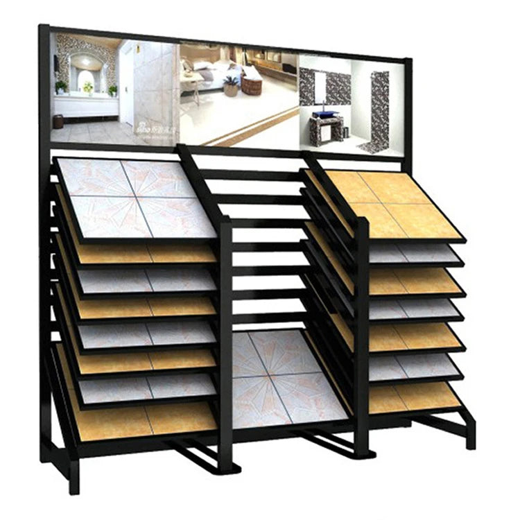 Custom Style Marble Sample Display Rack Building Material Floor Tile Mosaic Stone Stand for Showroom Display Racks